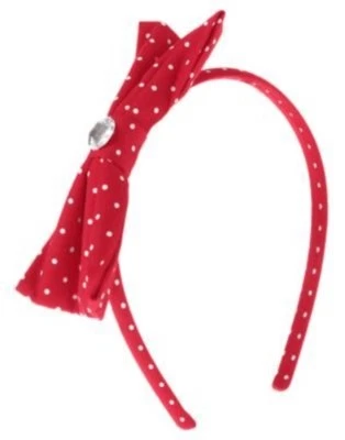 GYMBOREE CHERRY CUTE RED BOW w/ WHITE DOTS HEADBAND NWT