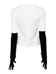 [pushBUTTON] White Velvet Globe Crying Girl Knit Top