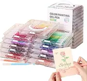 Colored Gel Pens,Doodling Markers - Colored Ink Marker Stationery with Storage Box Large Capacity Smooth Writing for Kids Drawing Doodling Journaling Art Girls Women Men
