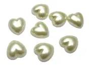 100 Ivory Acrylic Half Pearl FlatBack Heart Bead 14X14mm Scrapbook Craft
