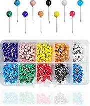 600 PCS Colored Push Pins Map Tacks, Map Push Pins, Short Map Pins, Colorful Round Push Pin, Colored Head Map Tacks, Map Tacks Marking Pins, Map Tacks Push Pins, Round Head Push Pin (10 Colors)