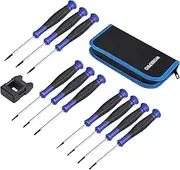 WORKPRO 10-Piece Precision Screwdriver Set with Pouch, Phillips, Slotted, Torx Star, Magnetic Screwdriver Repair Tool Kit, Non-Slip Grip, for Eyeglass, Watch, Computer, Laptop, Phone