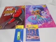 NEW Kids School Lot 2 Folders, (2 pk Shimmer & Shine) pink Earbuds, USB Drive,
