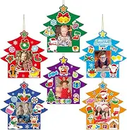 MOUNMDA 30 Pack Christmas Photo Frame Craft Kits for Kids DIY Christmas Tree Photo Frame Christmas Frame Ornaments Christmas Tree Decoration Classroom Party Activity