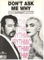 EUYTHMICS "DON'T ASK ME WHY" SHEET MUSIC-PIANO/VOCAL/GUITAR-1989-NEW ON SALE!!