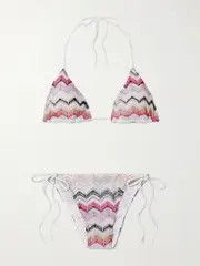[Missoni] Missoni - Mare Metallic Striped Crochet-knit Triangle Bikini - Multi - IT48 IT 48 Multi