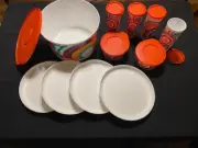 NEW Tupperware Orange Decorated Bowl dining set - FREE SHIPPING!
