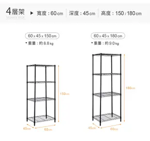 【AAA】耐重鐵力士 輕型四層烤漆置物架 60x45x150cm - 2色可選 (6.2折)