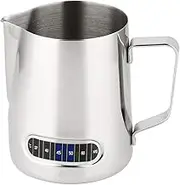 Milk Jug - 600ml(20 oz) Stainless Steel Milk Frothing Pitcher, with Thermometer Stainless Steel Suitable for Coffee, Latte & Cappuccino