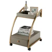 End Table Mobile Storage Cart C-Shaped Rolling Sofa Side Table with Wheels