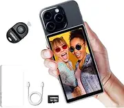 CP5 5" 1080P Selfie Monitor Screen for iPhone Andriod Cellphone, Phone Vlog Back Rear Camera Mirror with TochScreen, Bluetooth Remote Control, Magnetic White Case