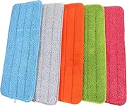 KICHOUSE 5Pcs Reusable Cleaning Mop Pads Fiber Cloth Mop Pad Replacement for Easy Floor Cleaning Quick Installation Machine Washable Yellow Red Gray Green Blue