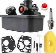 KELKONG 494406 498809 498809A Fuel Tank & 795477 Carburetor Kit for B&S 795469 794147 699660 794161 Carb Used on Most 09J000 09L000 09S000 09T000 Vertical Mower Engines (without air filter cover)