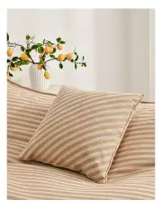 [Cadence & Co.] Oscar Faux Linen Striped Cushion in Natural