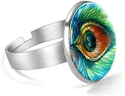 [FVQL] Adjustable Ring for Girls, art pattern floral peacock feather