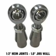 Panhard Bar Rod End Fab Kit 1/2" Thread, 1/2 Bore Chromoly PTFE Heim 1" OD .095