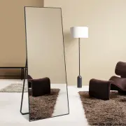 Black Rectangular Mirror 200x120cm Slim Aluminium Frame Bedroom Living Room Big
