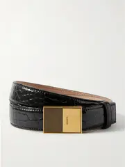 [KHAITE] KHAITE - Elio Croc-effect Patent-leather Belt - Black - 75 75 Black