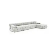 Foret 5 Seater Sofa Modular Arm Ottoman Tufted Velvet Lounge Couch Chaise Beige