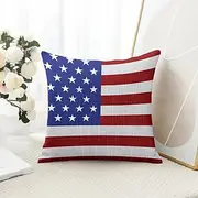 American Flag Vintage Decorative Toss Pillows Cover 1PC Soft Square Couch Cushion Case Pillowcase for Bedroom Livingroom Sofa Chair 4th of July Independence Da