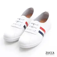 在飛比找Yahoo奇摩購物中心優惠-ZUCCA-文青橫紋皮革休閒鞋-藍-z7208be