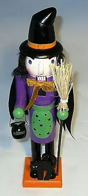 HALLOWEEN NUTCRACKER 15" WITCH HOLDING BROOM and CAULDRON
