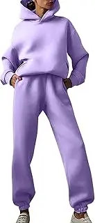 [Generic] Women 2 Piece Outfits Hoodie Sweatsuits Set Sweatpants Long Sleeve Sweatshirt Matching Joggers Tracksuit Sets Pockets