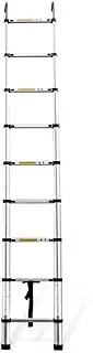 2.6M | 8.5ft Telescopic Aluminium Extension Ladder with Hook, Portable Extendable DIY Folding Ladder for Loft Office Engineering Household, Max Load 150kg Interesting Life
