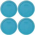 Pyrex 7201-PC Teal Blue Round Plastic Food Storage Replacement Lids (4-Pack)