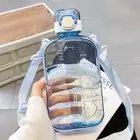 Flat Square Transparent Water Bottle Portable Travel Canteen with Adjustable Str