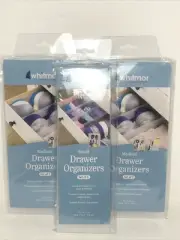 Whitmor 2 Medium & 1 Small Drawer Organizer Set Frosted Clear Plastic New