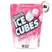 4x Bottles Ice Breakers Bubble Breeze Flavor Ice Cubes - 40 Pieces Per Bottle
