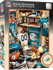 MasterPieces Game Day 500 Piece Jigsaw Puzzle for Adults - NFL Miami Dolphins Locker Room - 15"x21"
