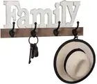 Rustic Wooden Coat Rack 24 inch 4 Metal Hooks, Wall Mounted Coat Rack