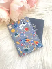 Outer Space Astronaut Kids Passport Holder, Boys Travel Passport Cover Wallet