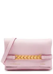 Victoria Beckham Chain Mini Leather Pouch - Light Pink ONE SIZE