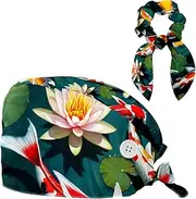 [CWAGFEQZ] Scrub Caps Women,Scrub Hats Suitable for Women,Japanese Carp Pond Koi