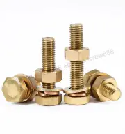 M3 M4 M5 M6~M12 Brass Hex Head Screws with Nut/Washer/Spring Washer Hex Bolts