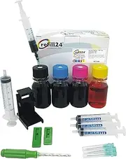 refill24 Refill Set: Refill Ink 200 ml Compatible with Printer Cartridges Canon PG-540 CL-541, PG540 CL541 XL Black and Colour + Accessories + Instructions (English language not guaranteed), Refill
