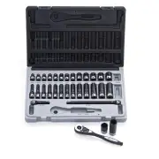 Dual Action 14043102 - Socket Set Thinwall 1/4" Drive 12-Point 31 Piece Metric Standard & Deep