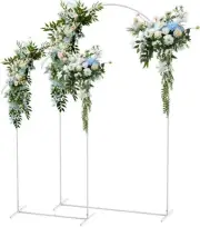 CADUKE Wedding Arch Backdrop Stand Set of 2, (7.2FT, 6FT) White Metal Arch Stan