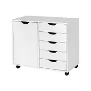 Costway 5 Chest of Drawers Mobile Filing Cabinet White Wood