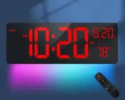 XREXS 16.5" Digital Clock Large Display with Remote Control 7 Color Changes N...