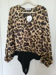 LADIES PLUS SIZE 'ATMOS & HERE' CURVY LEOPARD BODYSUIT TOP SIZE 26