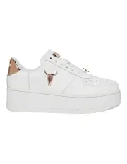 [Windsor Smith] Leather Flatform Sneaker in Rich White/Rose Gold