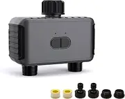 Sprinkler Timer 2 Outlet, Programmable Water Timer for Garden Hose, Hose Timer with Rain Delay/Manual Mode for Automatic Watering System, Watering Irrigation Timer for Outdoor