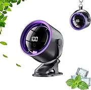 Car Clip on Fan, Car Clip on Fan with LED Display, Strong Wind Quiet Small Portable, Portable Cooling Clip Fans for Cars Vent, 360° Rotation (Black)