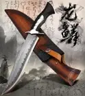 HANDE FORGED DAMASCUS HUNTING KNIFE BOWIE KNIVES SURVIVAL SAN MAI FIXED BLADE