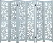 Giantex 165cm Wooden Room Divider, Folding Privacy Screen with Carved Cutout Pattern & Solid Wood Frame, Fully Assembled Room Partition Stand for Living Room Home Office (6-Panel)