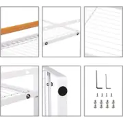 Catzon Counter Organizer Shelf 2-Tier with Wood Handle for Kitchen Bathroom-White